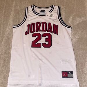 Jordan White Basketball Jersey with Red Accents